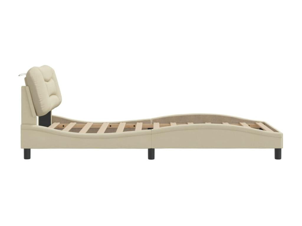 Cadre de lit avec tête de lit Crème 100x200 cm Tissu