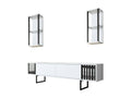 Meuble TV Vertchez Buffet de salon Armoire basse pour TV Base murale de rangement 180x30h48 cm Blanc et Noir