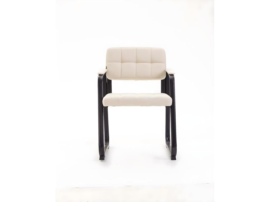 chaises avec accoudoirs - Tissu / Métal noir mat - Crème - Meublita B