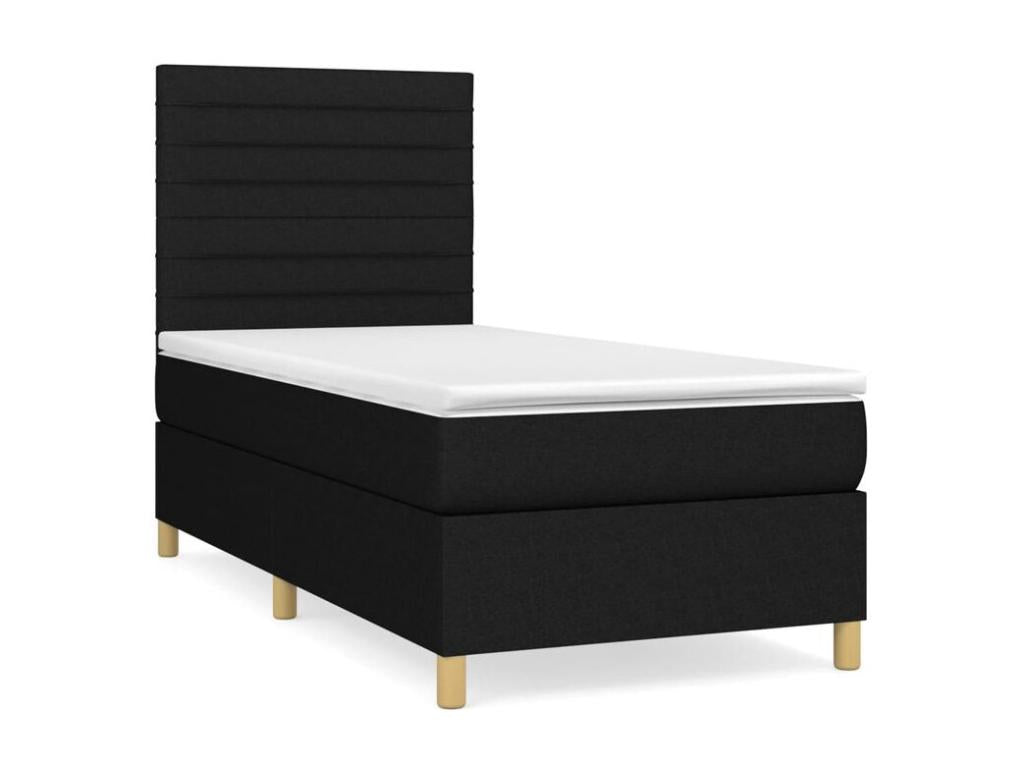 Sommier à Doucezen de lit avec matelas Noir 90x200 Tissu