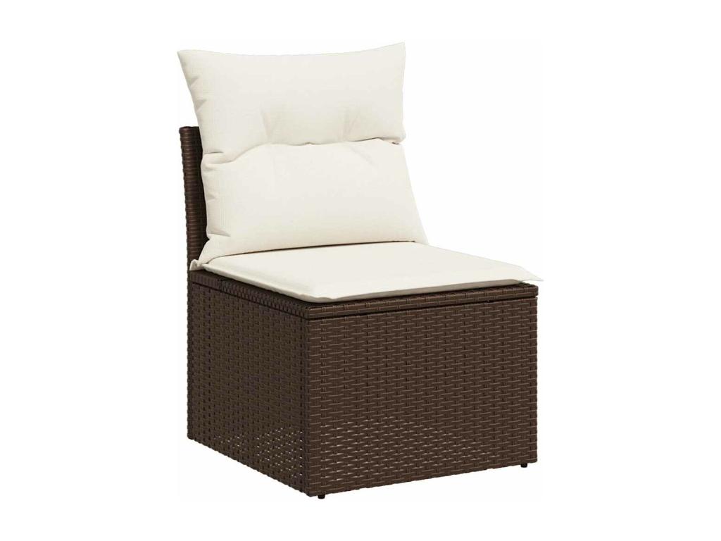 Salon de jardin 8 pcs avec coussins marron résine tressée