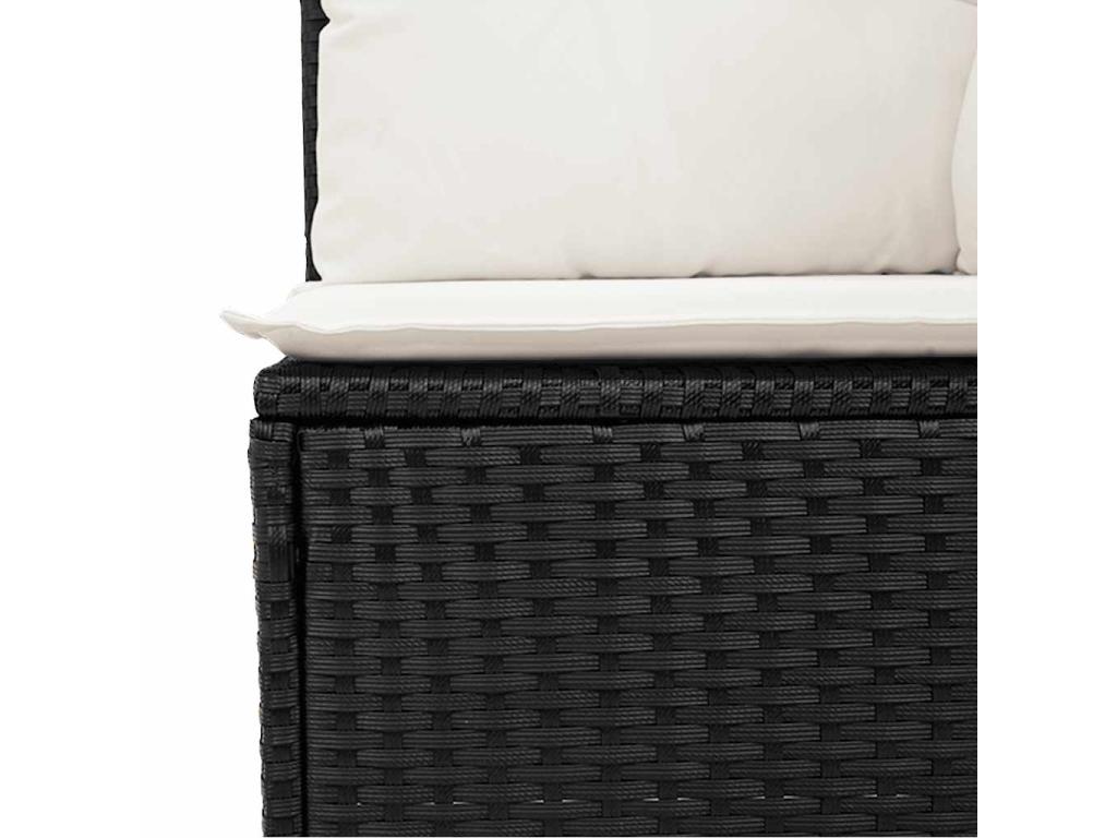 Salon de jardin 7 pcs avec coussins noir résine tressée