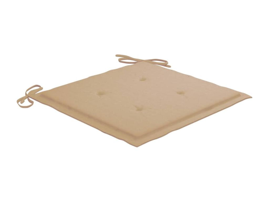 Chaises de jardin avec coussins beige 6 pièces Bois de teck massif