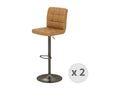 SQUAR-Tabouret de bar en cuir synthétique Meublita- gris bronze x2