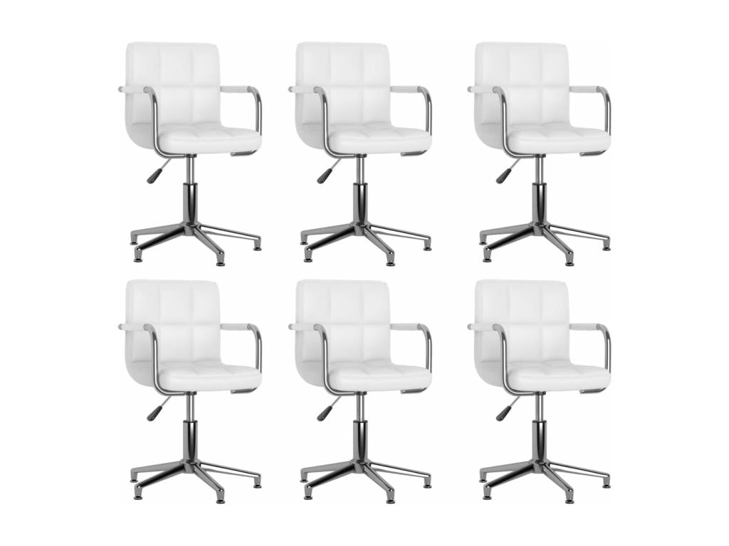 Chaises de salle à manger pivotantes 6 pcs Blanc Similicuir