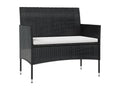 Salon de jardin 8 pcs avec coussins Résine tressée Noir