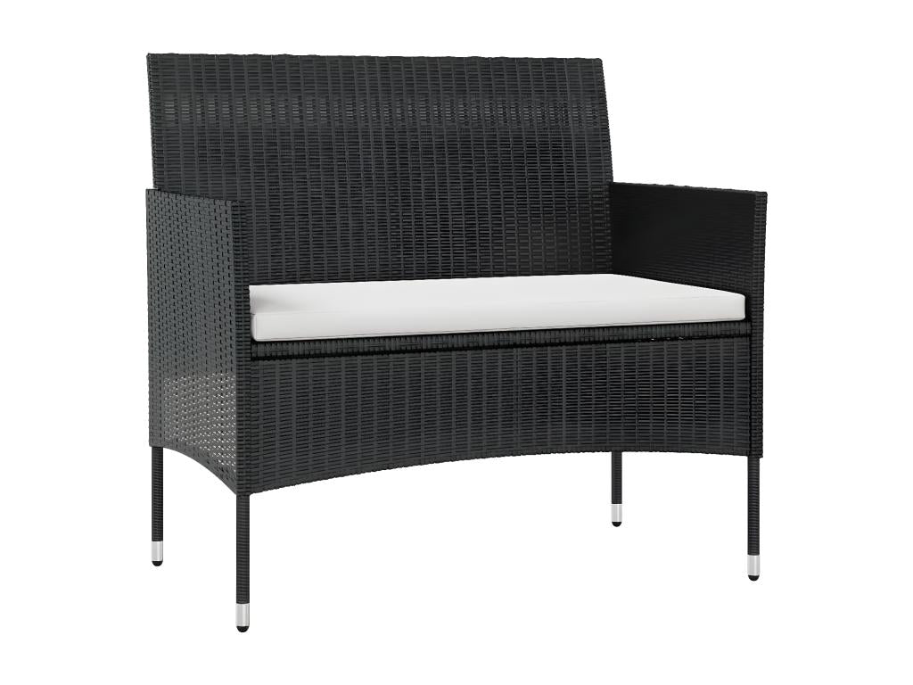 Salon de jardin 8 pcs avec coussins Résine tressée Noir