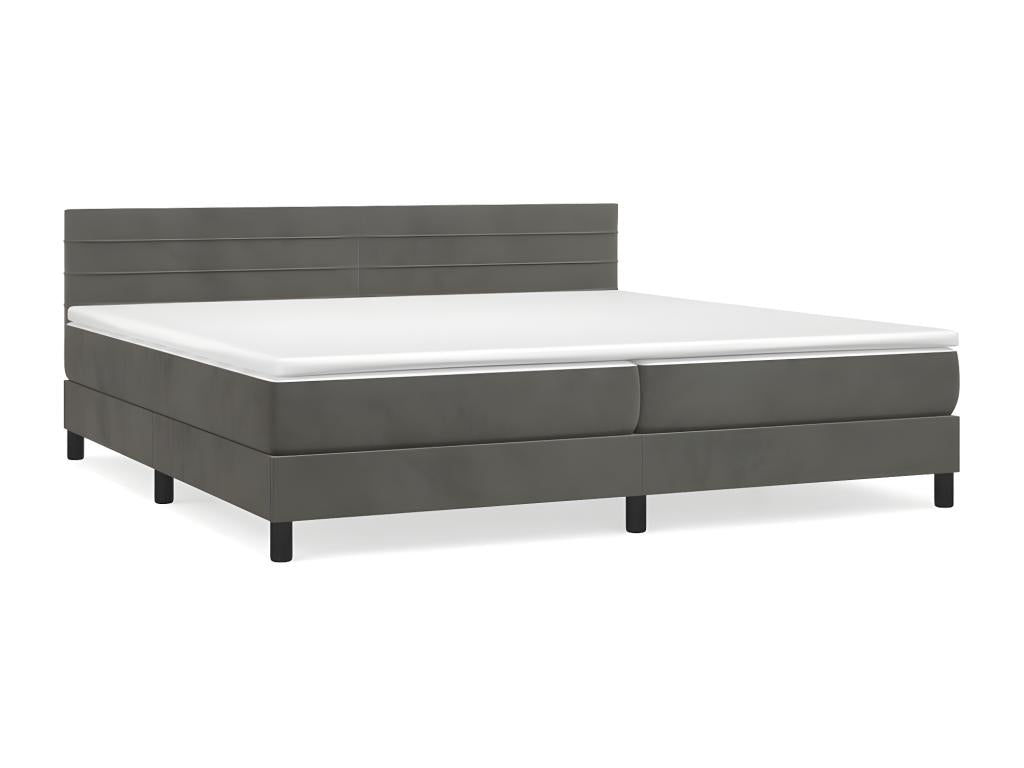 Lit à sommier tapissier et matelas Gris foncé 200x200 Velours 4