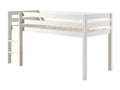 SLEEPY - Lit Mi-Haut en Pin Laqué Blanc 90x200cm Housse Espace