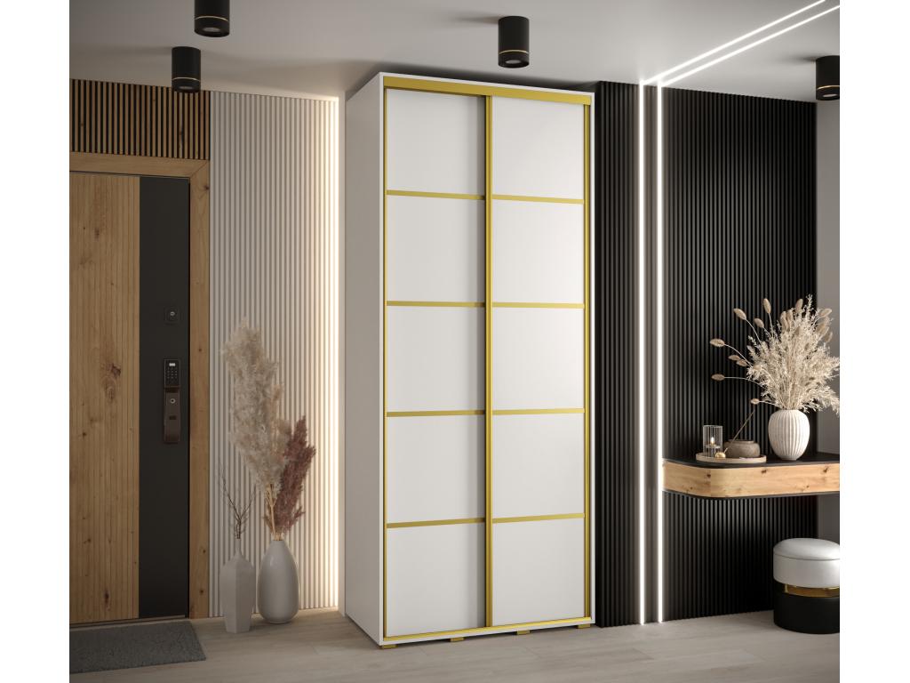 ARMOIRE Vertchez 4 à PORTES COULISSANTES 235.2/100/45 2 portes Blanc/Blanc/Or