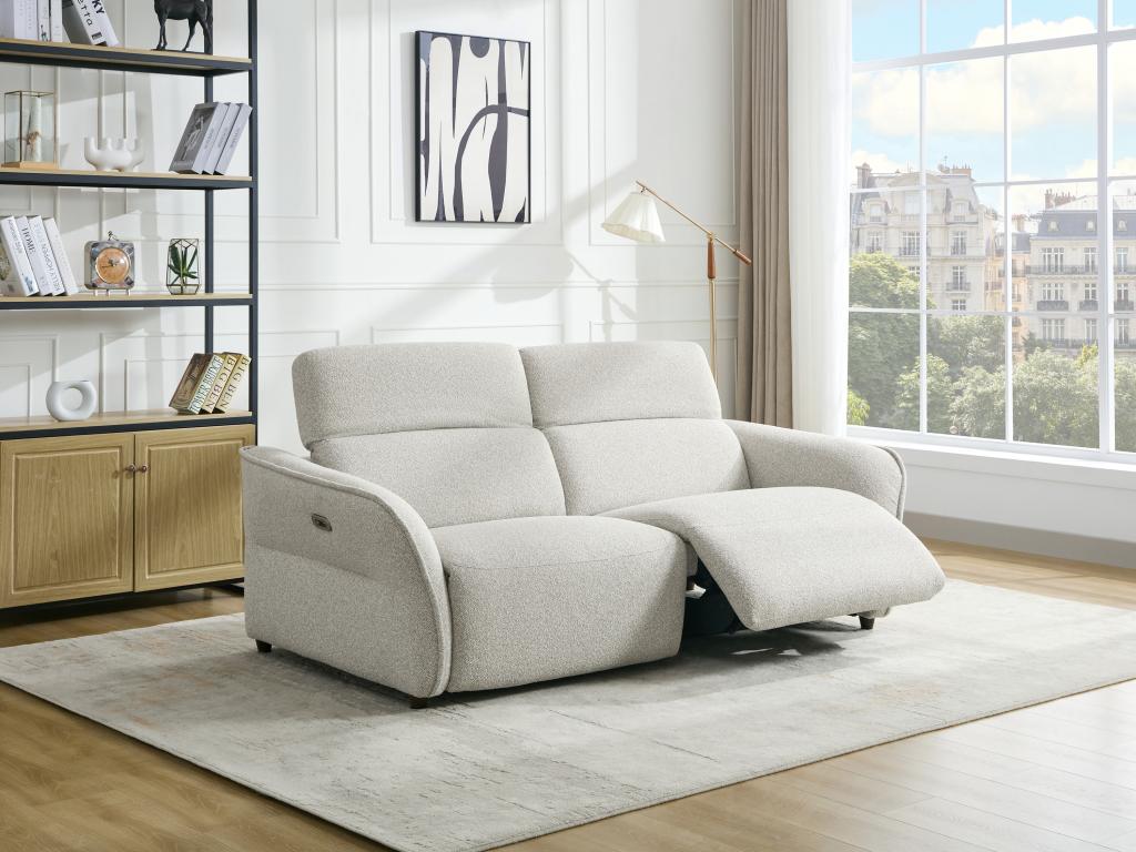 Canapé 3 places Meublita électrique en tissu texturé beige Meublita