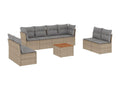 Salon de jardin avec coussins 9 pièces méMeublita beige résine tressée