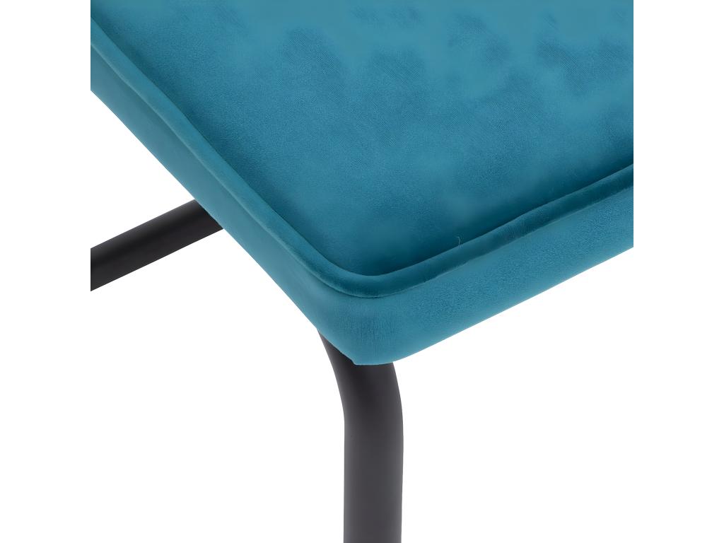 Lot de 2 chaises en velours coloris Bleu Canard et pieds coloris chromé noir