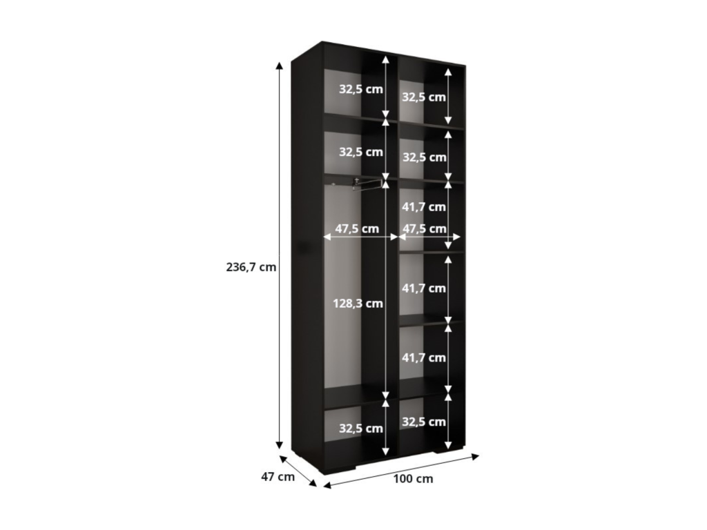 Meublita 1 armoire à portes battantes 236.7/300/47 6 portes blanc/doré