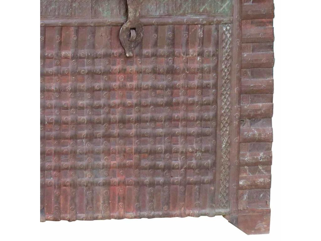 Coffre en bois et métal marron 105x43x90h