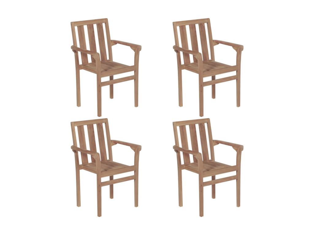 Chaises de jardin empilables 4 pièces Boie de teck solide