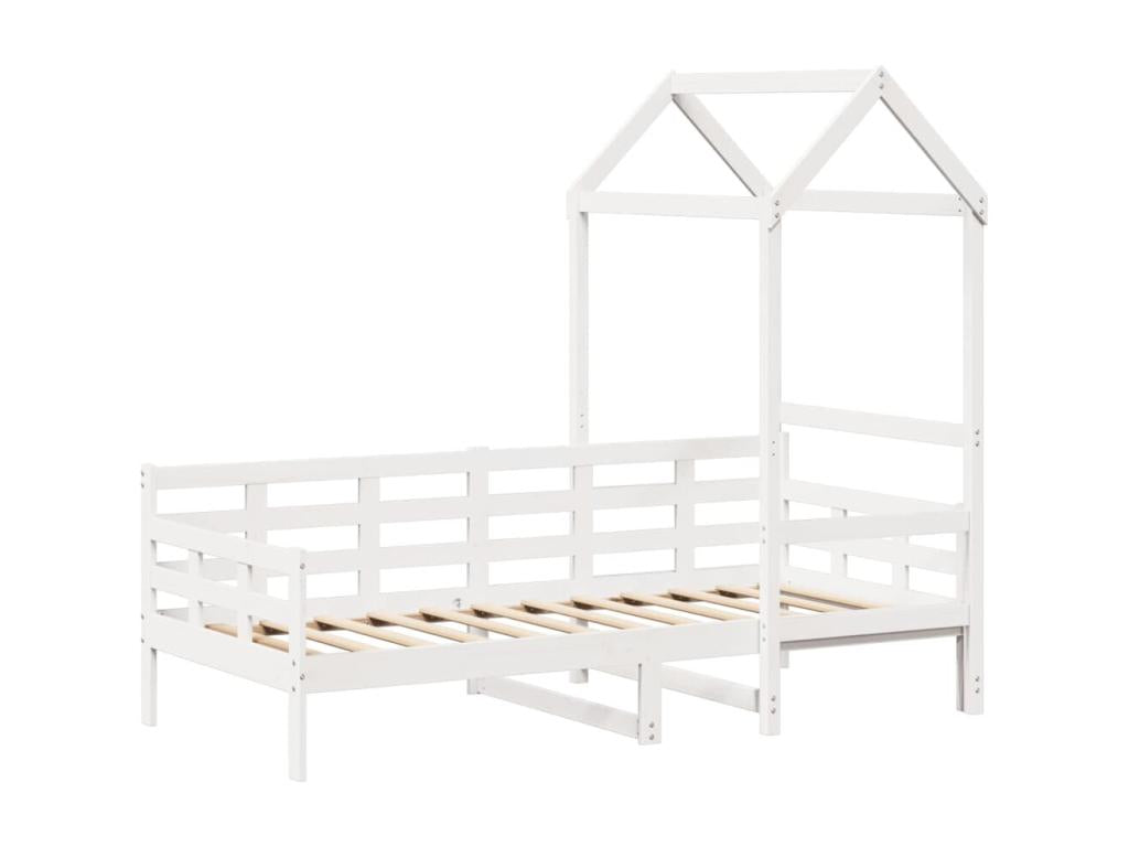 Lit de jour avec toit sans matelas blanc 90x190 cm bois massif