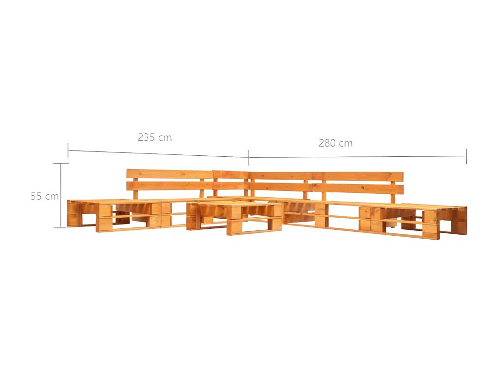 Canapés de jardin palette 6 pièces bois marron miel