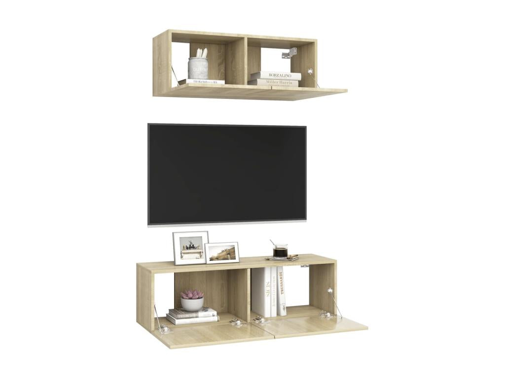 Ensemble de meuble TV 2 pièces Chêne Meublita Aggloméré