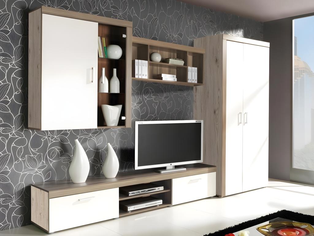 Armoire Meublita 111 Chêne de saint marin - Crème 203x90x55cm Nombre d'étagères 1