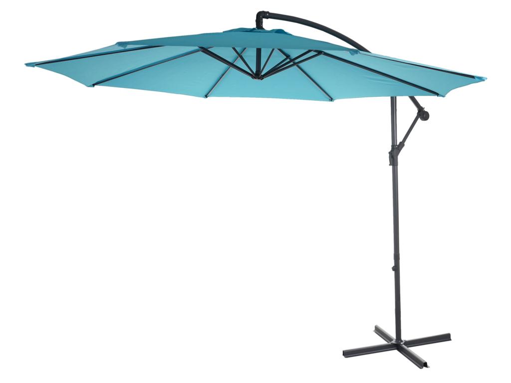 Parasol déporté Terni 3m inclinable turquoise sans support