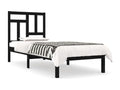 Cadre de lit Noir Bois massif 75x190 cm Petit simple