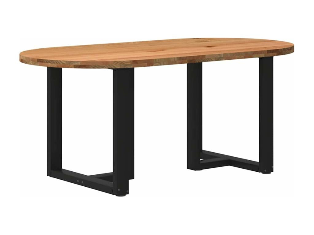 Table à manger marron clair bois de chêne massif ovale
