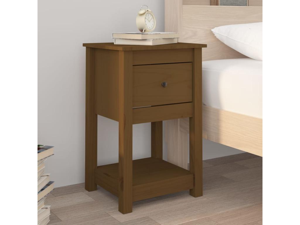 Table de chevet Marron miel 40x35x61,5 cm Bois de pin solide