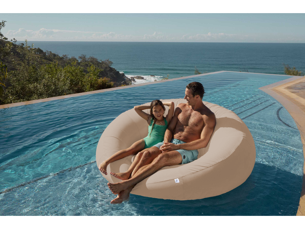 Pouf XXL Flottant pour Piscine 140x120x60 cm Beige