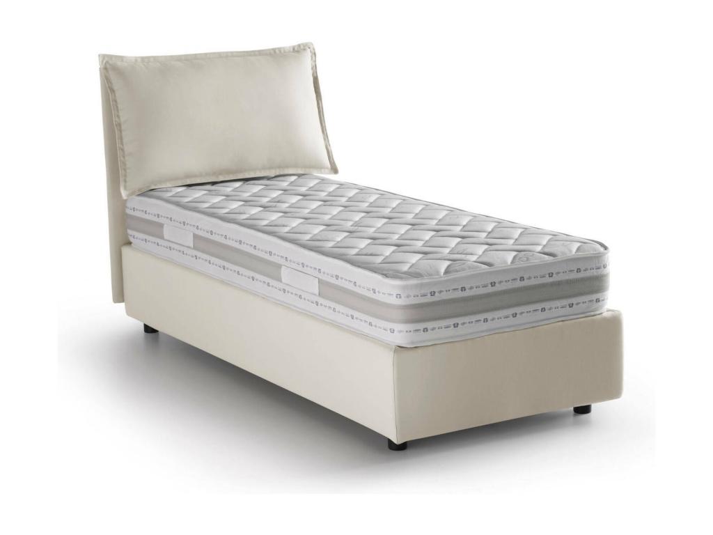 Lit simple Doucezen Lit coffre avec revêtement en tissu Made in Italy Ouverture frontale avec matelas 80x200 cm inclus Beige