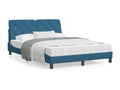 Lit avec matelas bleu 140x200 velours