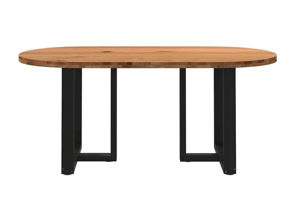 Table à manger marron clair bois de chêne massif ovale