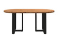 Table à manger marron clair bois de chêne massif ovale