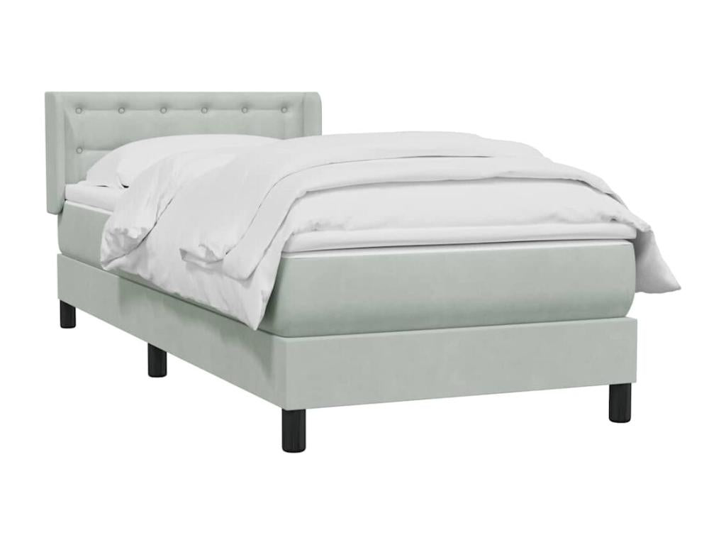 Sommier à Meublita de lit et matelas gris clair 80x220 cm velours