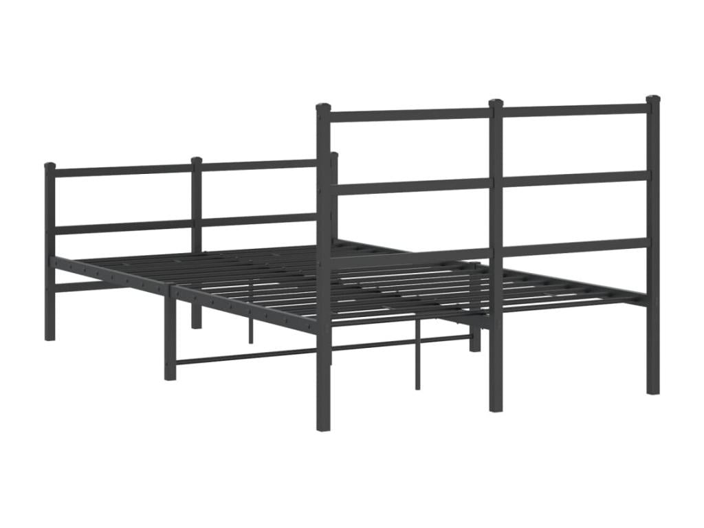 Cadre de lit métal sans matelas avec pied de lit noir 120x190cm