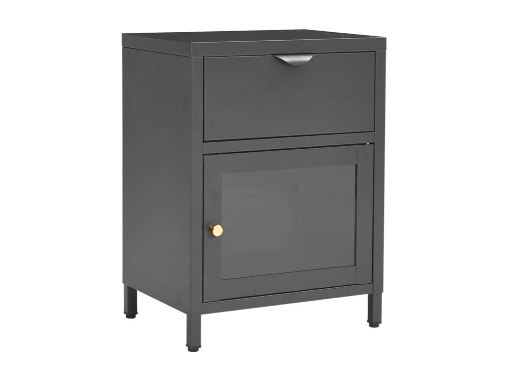 Tables de chevet 2 pièces Anthracite 40x30x54.5 cm Acier et verre