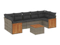 Salon de jardin 8 pcs avec coussins gris résine tressée