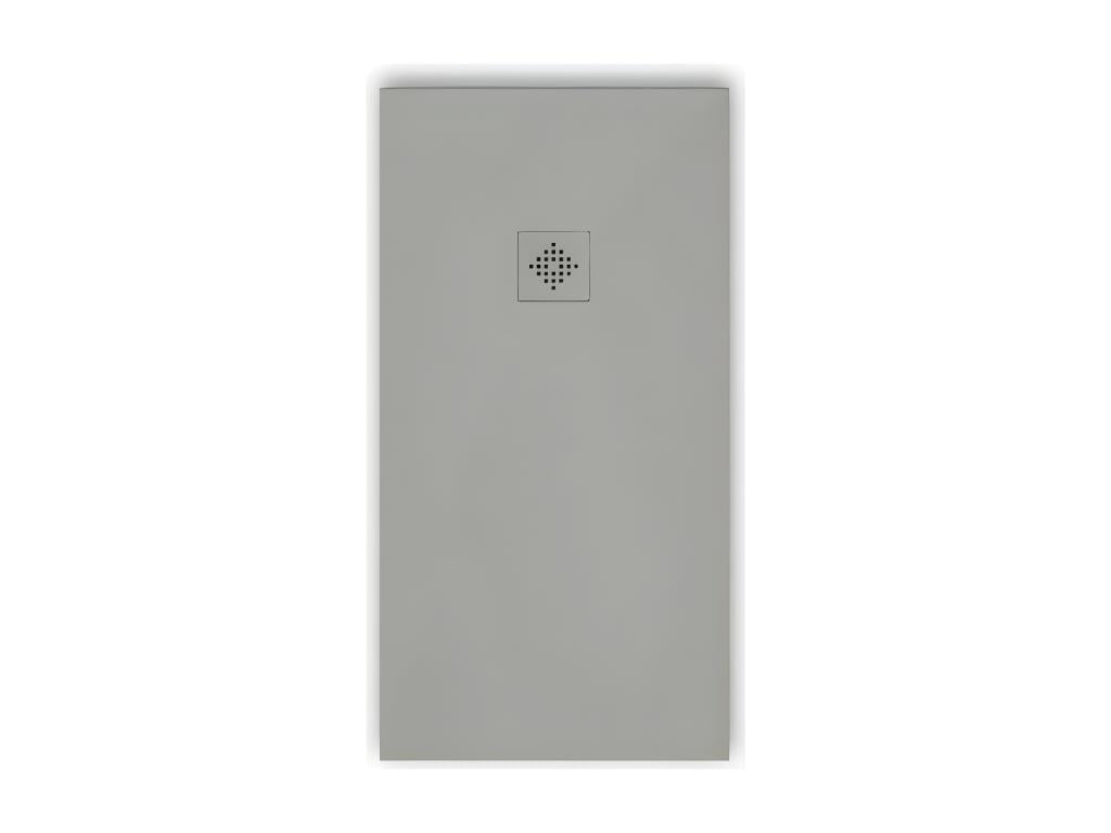 Receveur de douche 80x110 cm extra plat PURE en résine surface ardoisée gris Grille grise