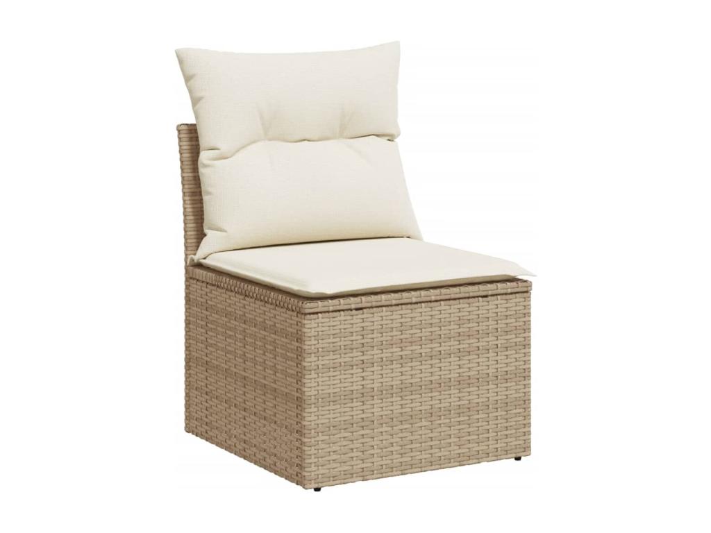 Salon de jardin avec coussins 5 pièces beige résine tressée