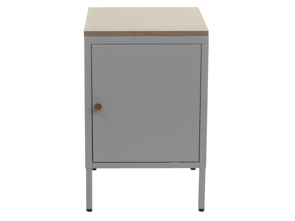 Table de nuit Vertchez-L84 - armoire de chevet commode - métal 63x40x40cm - mélaminé - gris