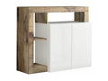 Meublita - Buffet 2 Portes Blanc Laqué Encadrement Niches Aspect Bois Meublita