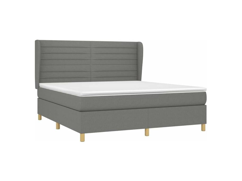 Sommier à Meublita de lit avec matelas Gris foncé 160x200 Tissu
