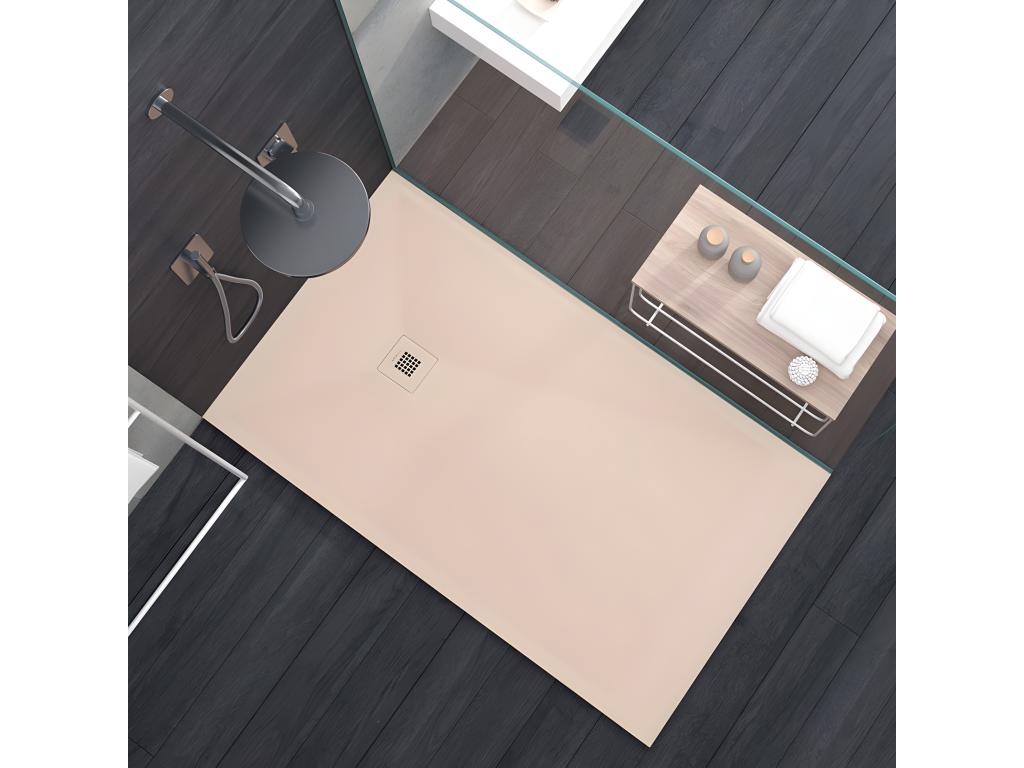 Récepteur de douche crème lisse Meublita Plus grille de couleur - 160x90 cm