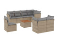 Salon de jardin avec coussins 9pcs méMeublita beige résine tressée