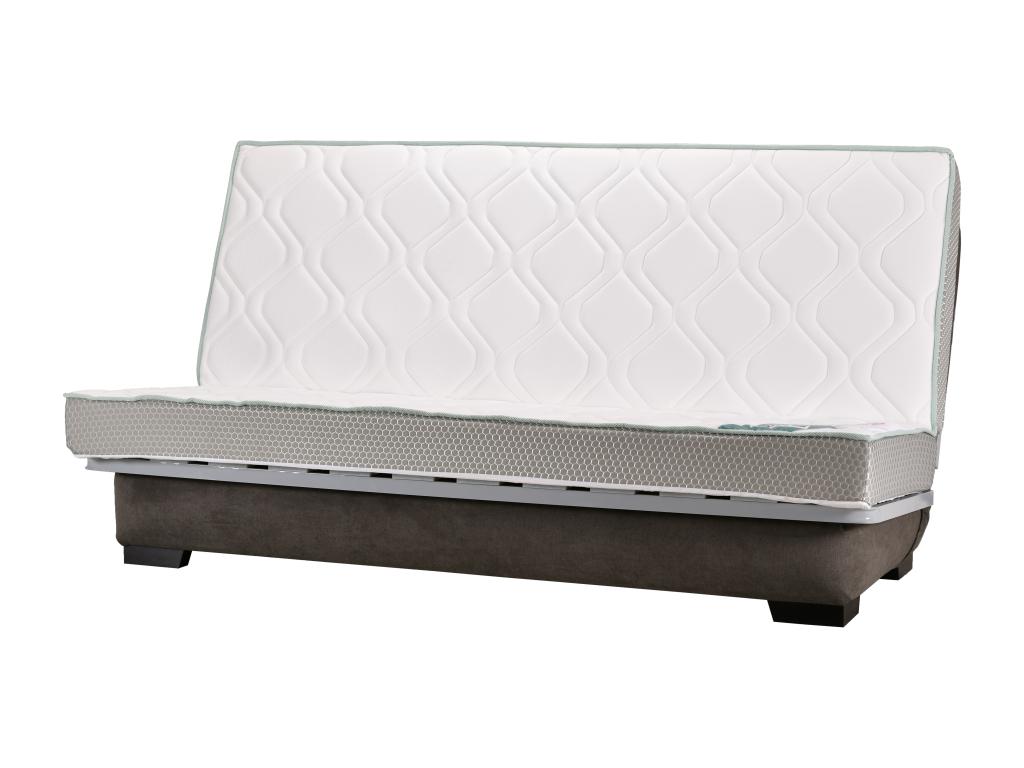 Canapé clic clac tissu avec rangement matelas Doucezen 14cm Bakoa 193cm-Couleur Marron Foncé
