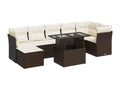 Salon de jardin 8 pcs avec coussins marron résine tressée