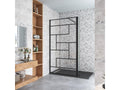 Paroi de douche fixe à l'italienne 70 40x200cm avec retour pivotant - Noir - avec barre de fixation 140cm récupérable