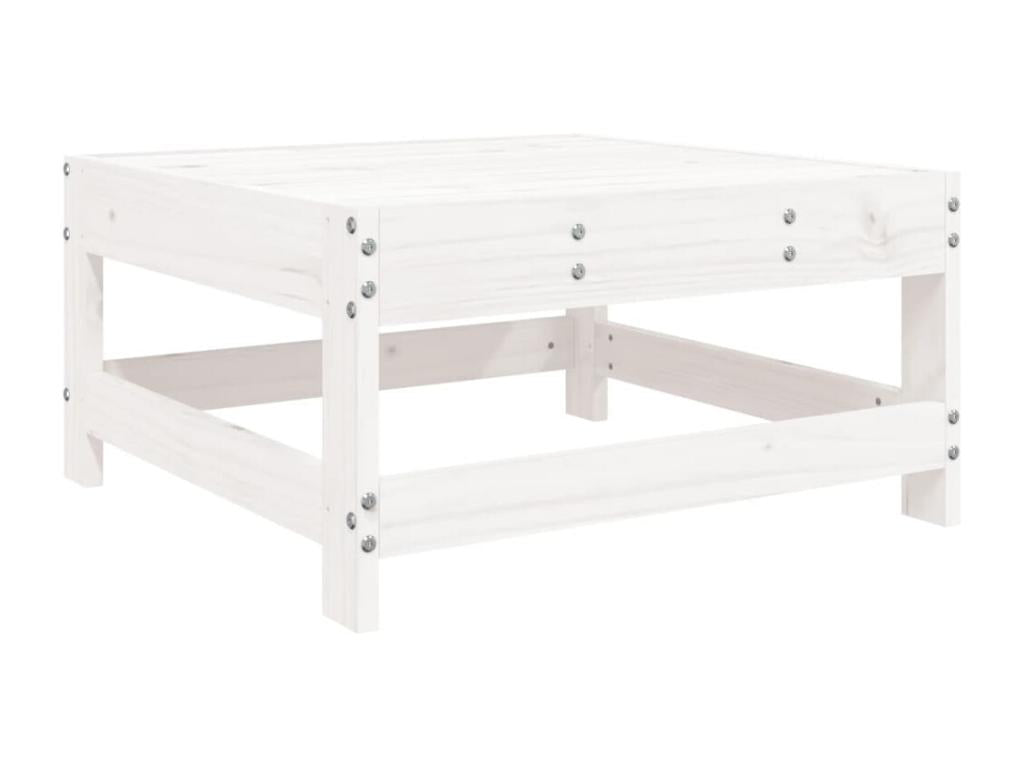 Salon de jardin 5 pcs blanc bois massif de pin