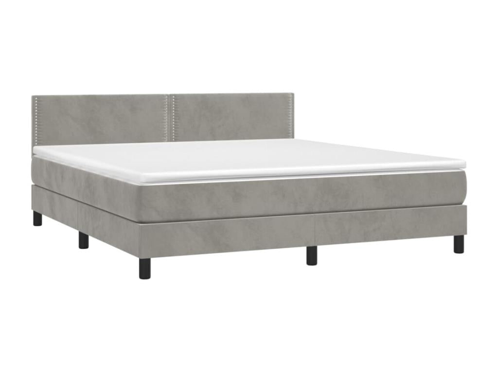 Lit à sommier tapissier et matelas Gris clair 180x200cm Velours