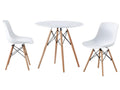 Table à manger ronde coloris blanc mat pieds coloris hêtre - diamètre 80 x hauteur 75 cm